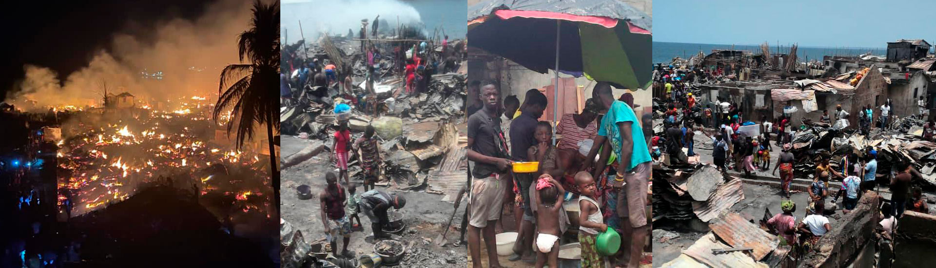 Ayuda urgente para cientos de menores que han perdido su hogar en el incendio de un suburbio en Freetown