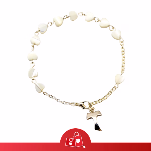 Pulsera corazones con cruz