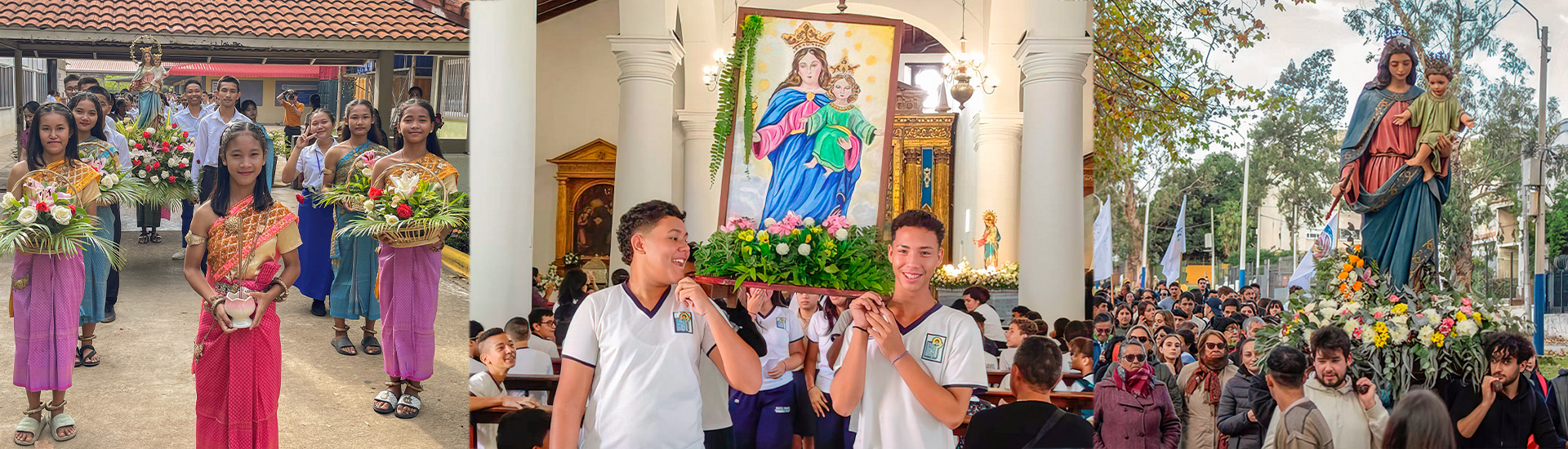 Fiesta de María Auxiliadora, la Virgen de Don Bosco y figura central en todas las presencias salesianas